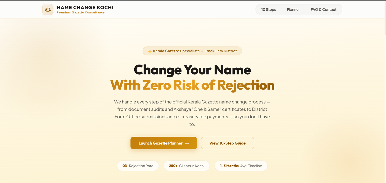 Name Change Kochi legal services portal by ARIES WEBS